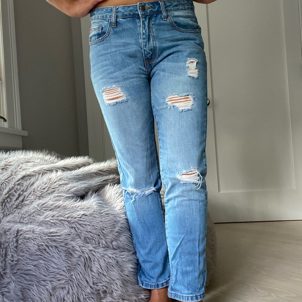 Free People Distressed Mom Jeans